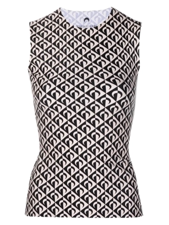 Marine Serre Tops - Marine Serre Moonogram Sleeveless Top Black & Cream
